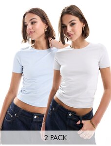 ASOS DESIGN - Confezione da 2 T-shirt corte aderenti grigie e blu-Multicolore