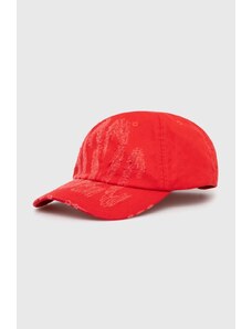 032C berretto da baseball in cotone Crisis colore rosso con applicazione SS24-A-0011