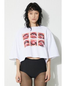 Fiorucci t-shirt in cotone Mouth Print Cropped Padded T-Shirt donna colore bianco U01FPTSH106CJ01WH01