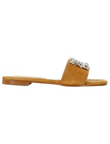 SIANO VIA ROMA - Sandalo con accessorio in pietre - Colore: Marrone,Taglia: 39