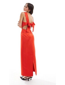 ASOS EDITION - Vestito lungo rosso allacciato sul retro con cut-out-Arancione
