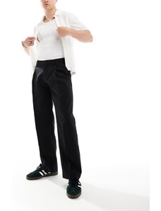 Jack & Jones - Pantaloni eleganti neri a fondo ampio con piega sul davanti-Nero