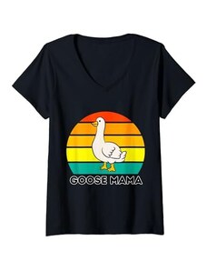 Funny Goose Lover Gifts Donna Mamma Oca Maglietta con Collo a V