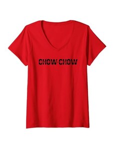 Chow Chow Regali e Accessori Donna Chow Chow Cuccioli Cinofilo - Razza Chow Chow Maglietta con Collo a V