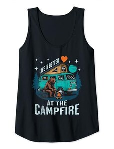 Forest Camp & Outdoors Camping Tee Donna Life Is Better At The Campfire Divertente Camper Bear Camping Canotta