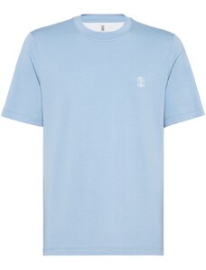 Brunello Cucinelli T-shirt azzurra con logo