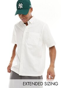 ASOS DESIGN - Camicia Oxford a maniche corte comoda bianca-Bianco