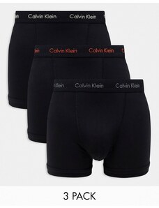 Calvin Klein - Cotton Stretch - Confezione da 3 paia di boxer aderenti neri con logo colorato-Nero