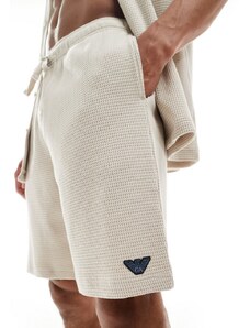 Emporio Armani - Bodywear - Pantaloncini color crema a nido d'ape-Bianco