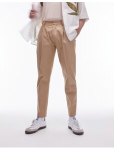 Topman - Pantaloni affusolati eleganti in cotone compatto color pietra-Neutro