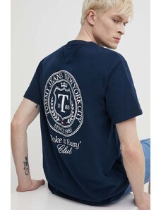 Tommy Jeans t-shirt in cotone uomo colore blu navy con applicazione DM0DM18578