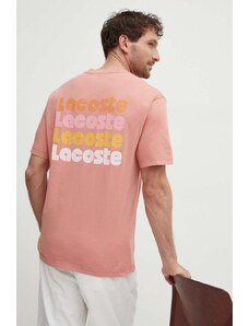 Lacoste t-shirt in cotone uomo colore rosa