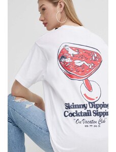On Vacation t-shirt in cotone Skinny Dippin' Cocktail Sippin' colore bianco OVC T151