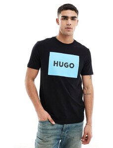 HUGO RED - Dulive - T-shirt nera con logo-Nero
