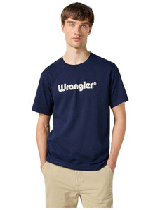 Wrangler t-shirt blu logo grande stampato 112350524