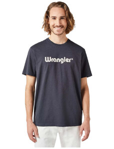 Wrangler t-shirt nera logo grande stampato 112350526