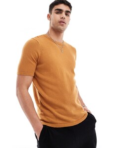 ASOS DESIGN - T-shirt color arancione bruciato in cotone di media pesantezza lavorato