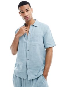 Calvin Klein - Pure - Camicia pigiama azzurro testurizzato-Blu