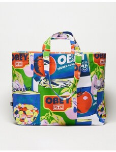 Obey - Borsa shopping multicolore con stampa vivace