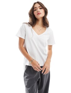 Vero Moda - T-shirt con scollo a V bianca-Bianco