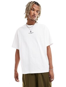 G-Star - T-shirt oversize bianca con stampa con logo centrale-Bianco