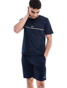 BOSS Bodywear - Unique - T-shirt blu navy in coordinato