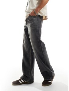ASOS DESIGN - Jeans larghi con fondo ampio lavaggio grigio