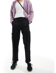 Calvin Klein Jeans - Pantaloni cargo comodi dritti neri-Nero