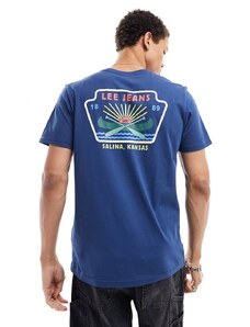 Lee - T-shirt blu scuro con logo e canoa-Blu navy
