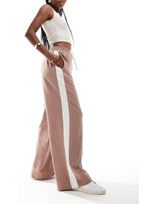 ASOS DESIGN - Pantaloni color visone a righe con pannello a contrasto-Multicolore