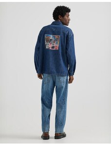 Lee x Jean-Michael Basquiat - Capsule - Camicia in denim overhead lavaggio medio con stampa artistica sul retro-Blu