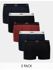 BOSS - Bodywear Essential - Confezione da 5 boxer aderenti multicolore