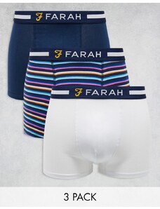 Farah - Confezione da 3 paia di boxer blu navy, bianchi e a righe multicolori-Multicolore