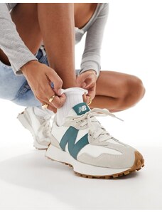 New Balance - 327 - Sneakers con suola in gomma color bianco e verde abete