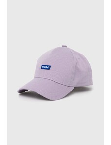 Hugo Blue berretto da baseball in cotone colore violetto con applicazione
