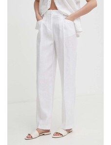 United Colors of Benetton pantaloni in lino colore bianco