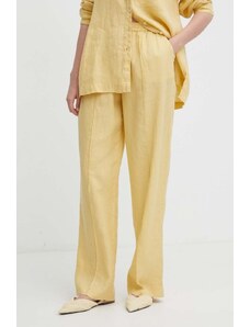 United Colors of Benetton pantaloni in lino colore giallo
