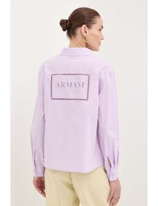 Armani Exchange camicia in cotone donna colore violetto 3DYC27 YN4RZ