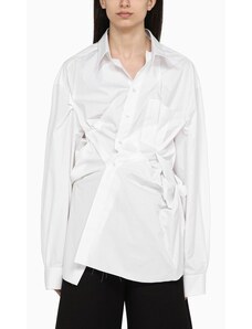Maison Margiela Camicia oversize bianca in cotone con drappeggio