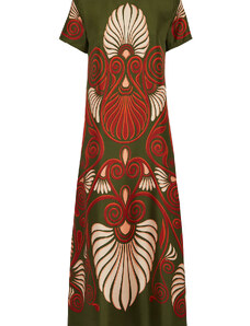 La DoubleJ VIP Summer Collection Pre Access gend - Swing Dress Kerylos Placée Dark Green L 100% Silk