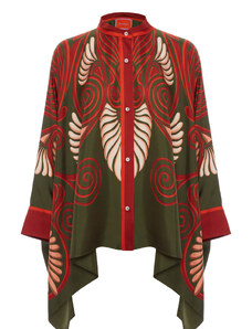 La DoubleJ VIP Summer Collection Pre Access gend - Foulard Shirt Kerylos Placée Dark Green L 100% Silk