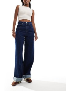 ASOS DESIGN - Jeans larghi blu inchiostro con risvolto ampio