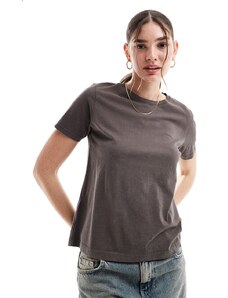 Mango - T-shirt con scollo rotondo marrone slavato
