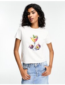 ASOS DESIGN - T-shirt mini bianca con grafica "Passion Fruit Drink"-Bianco