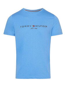 Tommy Hilfiger t-shirt azzurro logo ricamato MW0MW11797