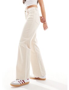 Object - Jeans con fondo ampio in twill a vita medio alta color crema-Neutro