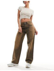 COLLUSION - X014 - Jeans extra ampi a vita medio alta marrone lavaggio tinto