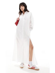 ASOS DESIGN - Vestito camicia lungo bianco con doppio spacco profondo