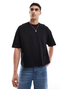 ASOS DESIGN - T-shirt oversize squadrata pesante nera-Nero
