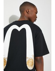 Evisu t-shirt in cotone Seagull + Daicock & Kamon Gold print uomo colore nero 2ESHTM4TS7071